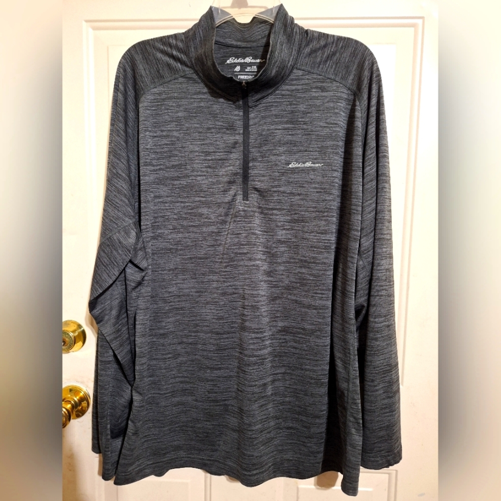 Eddie Bauer FREEDRY Charcoal Heather Quarter-Zip Top 2XL